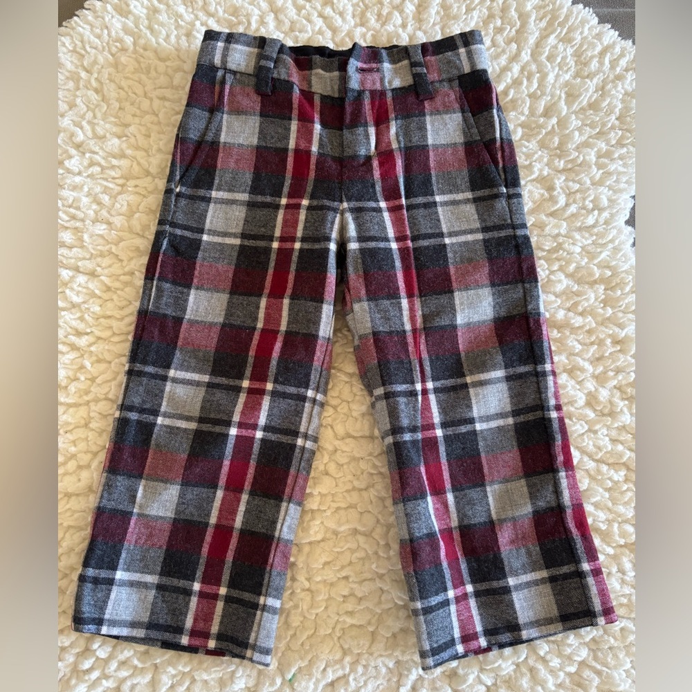 Janie and Jack plaid toddler lined trouser